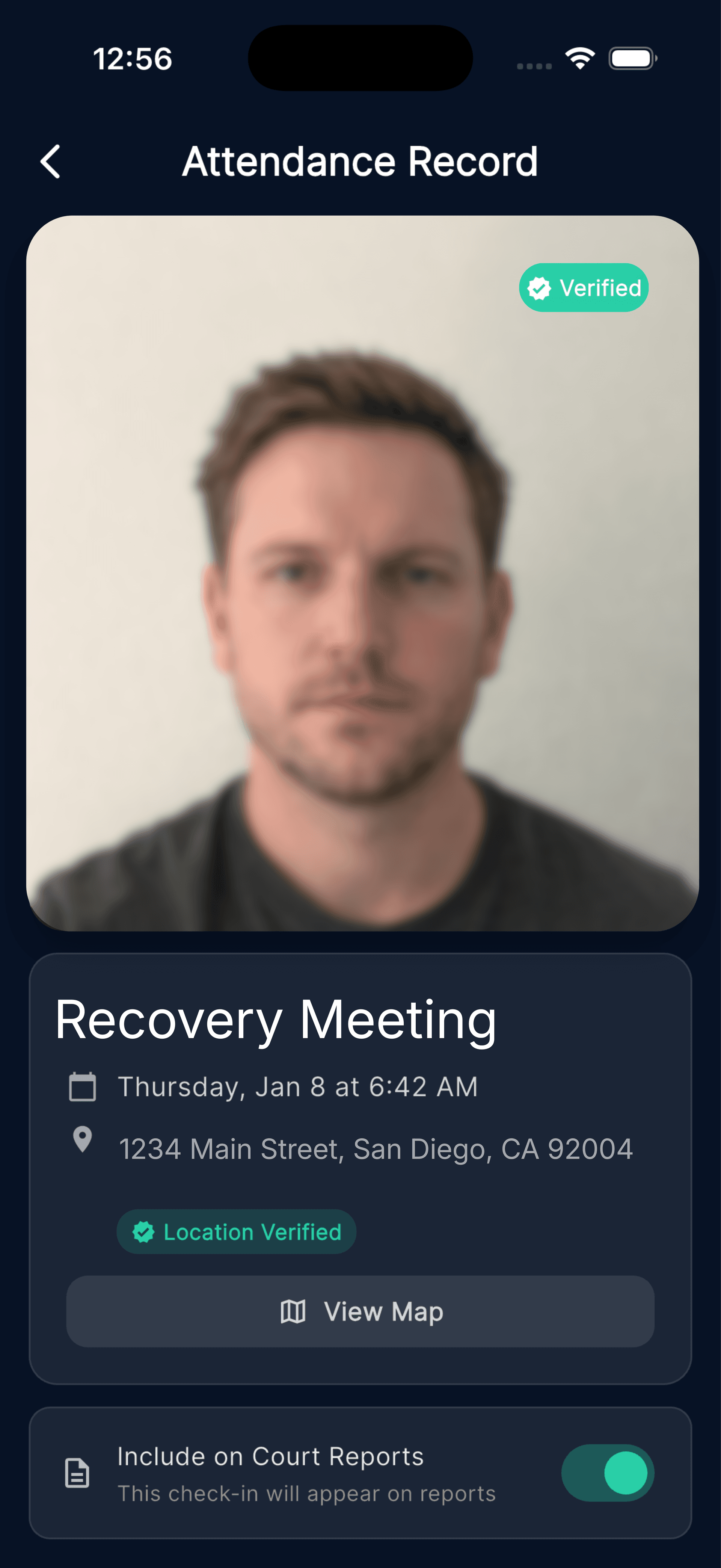 Auditend app showing verified attendance