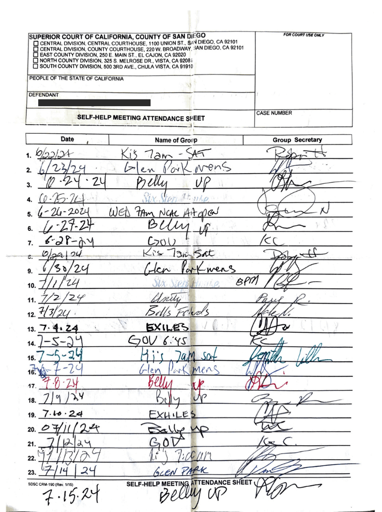 Paper sign-in sheet